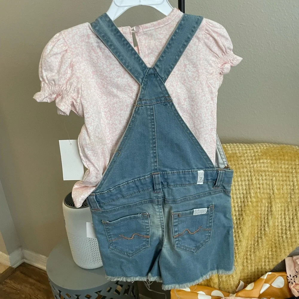 7 for‎ all mankind  -  blue denim short overalls with shirt